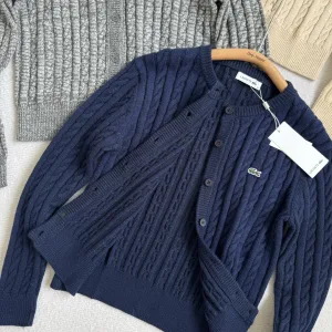Luxury AAA Lacoste T-Shirts Red Cable Knit Fresh And Clean Youthful Energy Sophistication Autumn Winter