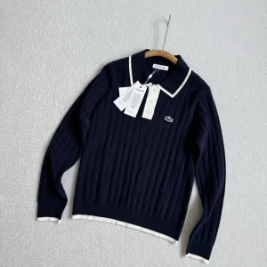 Designer Lacoste Long-Sleeved Shirt Blue Clean Lines