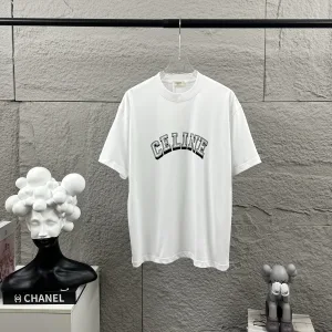Super Clone Reps Celine Short-Sleeved T-Shirt Black Cotton Spring Summer