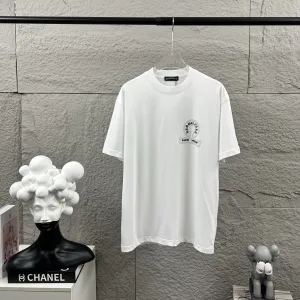 Luxury High Quality Chrome Hearts Short-Sleeved T-Shirt Black Cotton Spring Summer Hot Stamping