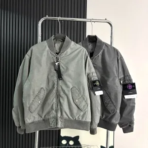 High Quality Stone Island Outerwear Red Cotton Nylon Fabric Pearl