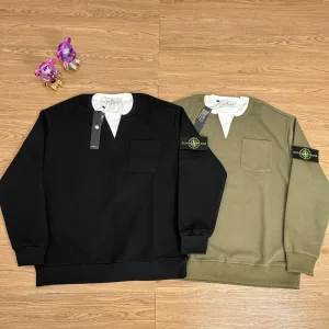 Designer Stone Island Hoodie Green Cotton Pure Exquisite Workmanship Street Style