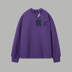 High Quality Louis Vuitton Sweatshirt Red Cotton Pure Double Needle Stitching Embroidery