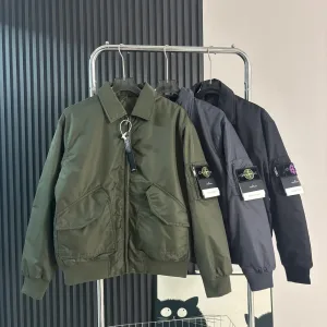 High Quality Stone Island Outerwear Red Down Nylon Twill Fabric Winter Patch