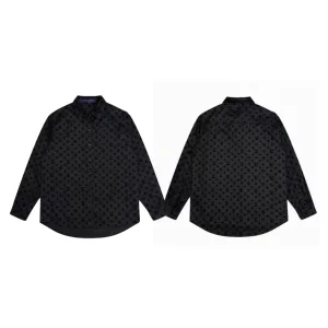 Luxury Louis Vuitton Long-Sleeved Shirt Red Jacquard