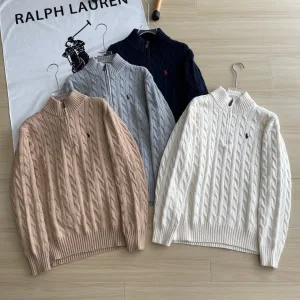 Super Clone Ralph Lauren Long-Sleeved Shirts Red Cotton Cable Knit Breathable And Not Stuffy Exquisite Workmanship High-End Style Spring Autumn Early