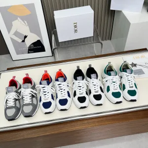 Super Clone High Quality Dior Sneakers Red Suede Mesh Lace Sophistication Autumn Metal Logo
