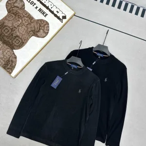 Designer AAA Ralph Lauren Long-Sleeved Shirts Black Fleece Simple And Versatile Easy To Match Daily Commute Autumn Winter