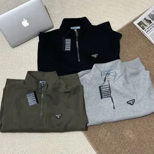 AAA Luxury Prada Hoodie Green Cotton Pure Exquisite Workmanship Street Style Spring Autumn