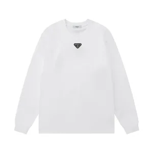 Reps High Quality Prada Long-Sleeved T-Shirt White Cotton Pure Ribbed Fabric
