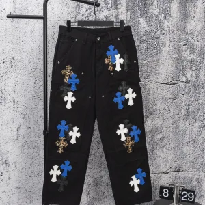 Super Clone Designer Chrome Hearts Jeans Red Denim Street Style Sophistication