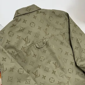 AAA Louis Vuitton Shirt Green Cotton Twill Fabric