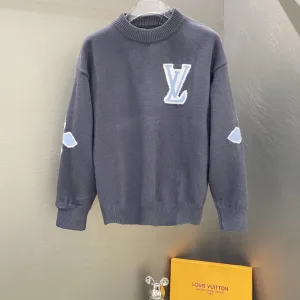 Reps Designer Louis Vuitton Sweater Blue Wool Blend Jacquard