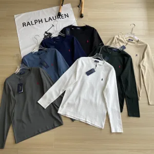 High Quality Designer Ralph Lauren Long-Sleeved Red Cotton Mercerized Denim Simple Design Autumn Winter And