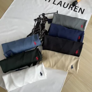 Designer High Quality Ralph Lauren Long-Sleeved Red Cotton Mercerized Denim Simple Design Autumn Winter