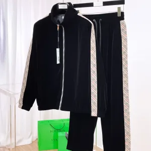 Reps Super Clone Burberry Set Velvet Autumn Winter Patch