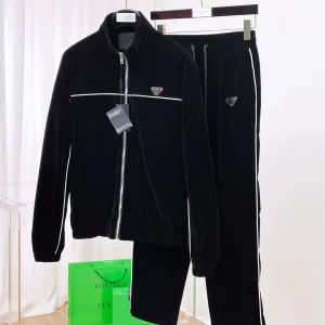 High Quality Prada Set Velvet Autumn Winter Patch