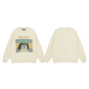 Luxury Gucci Hoodies Ash Cotton Pure Relaxed Fit Exquisite Tailoring Plastisol Printing