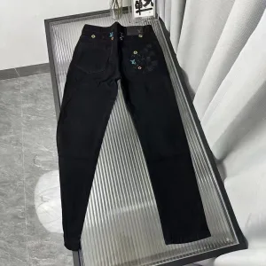 High Quality Designer Louis Vuitton Trousers Red Cotton Denim Simple And Elegant