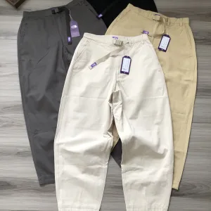 High Quality The North Face Casual Trousers Purple Cotton Polyester Spandex Twill Fabric Embroidery