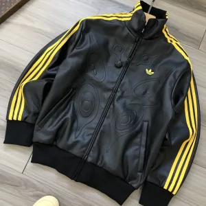High Quality Super Clone Adidas Outerwear Red Embossed Leather Pu Embroidery