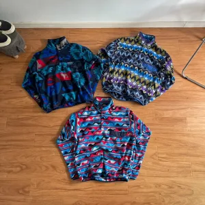 High Quality Patagonia Jacket Red Wool Lambswool Nylon Spandex Fleece Fabric Retro Patchwork Ethnic Style Autumn Patch