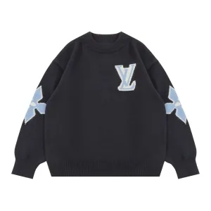 Reps Louis Vuitton Sweater Blue Wool Blend Jacquard