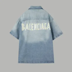 Designer Balenciaga Vest Ash Cotton Denim Winter