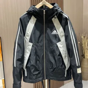 AAA Luxury Adidas Outerwear Black Woven Fabric Exquisite Workmanship Spring Autumn