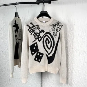 Luxury Nike Sweater Black Wool Jacquard Streetwear