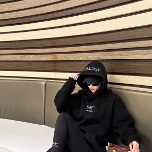 High Quality Super Clone Archaeopteryx Hoodie Black Cotton Pure Double-Sided Fabric Autumn Winter Embroidery Heavy