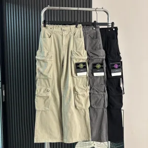 High Quality Designer Stone Island Trousers Ash Cotton Pure Twill Fabric Breathable And Not Stuffy Retro Wash Autumn Winter