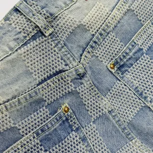 AAA Louis Vuitton Jeans Red Cotton Twill Jacquard Denim Spring Early Contrasting Stitching