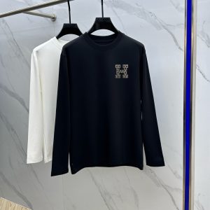 Luxury Hermès Cotton Long-Sleeved T-Shirt For Fall