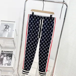 Super Clone Gucci Long Pants Red Silk Jacquard
