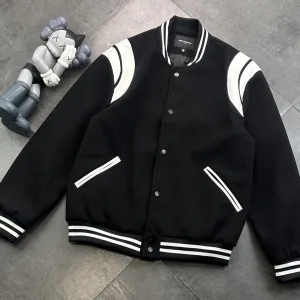 Super Clone Luxury Saint Laurent Jacket Black Wool Nylon Jacquard Street Style Understated Luxury Sophistication