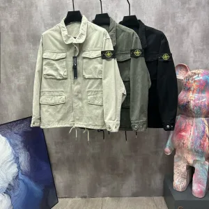 Luxury Stone Island Outerwear Red Denim Autumn Winter