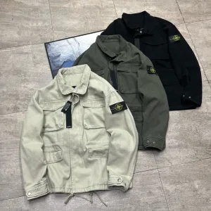 Luxury Stone Island Outerwear Red Denim Winter