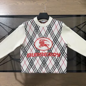 Super Clone Reps Burberry Long-Sleeved Shirt White Jacquard Winter Embroidery
