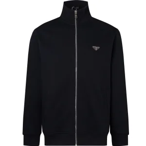 Luxury Prada Coat Black Fleece Ribbed Fabric Embroidery