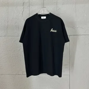 Super Clone Designer Ami Short-Sleeved T-Shirt Black Cotton Spring Summer