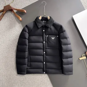 Reps High Quality Prada Down Jacket Red Goose Duck Nylon Premium Quality Zippered Pocket