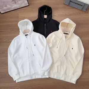 High Quality Designer Ralph Lauren Jacket Black Cotton Soft Polyester Fleece