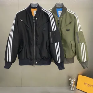 Reps Super Clone Adidas Outerwear Red Cotton Silk Polyester Nylon Spring Autumn Zippered Pocket