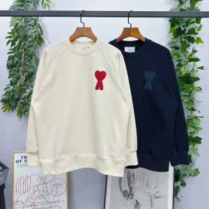 Super Clone Ami Hoodie Red Cotton Strict Quality Control Autumn Embroidery
