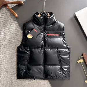 AAA Luxury Prada Down Jackets Red Goose Duck Nylon Premium Quality Zippered Pocket