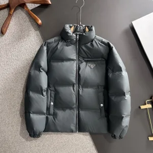 Luxury Prada Down Jacket Red Goose Duck Nylon Premium Quality Zippered Pocket