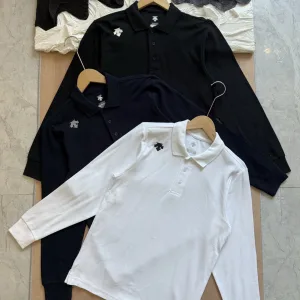 Luxury AAA Express Long-Sleeved Black Cotton Pure Piqu Suitable For Various Body Types Clean Lines Spring Summer Autumn Winter And Slim Fit