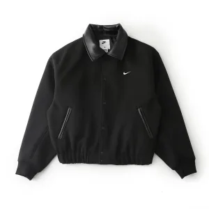 High Quality Luxury Nike Coat Black Wool Twill Clean Cut