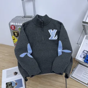 Super Clone Louis Vuitton Jacket Blue Cotton Wool Jacquard